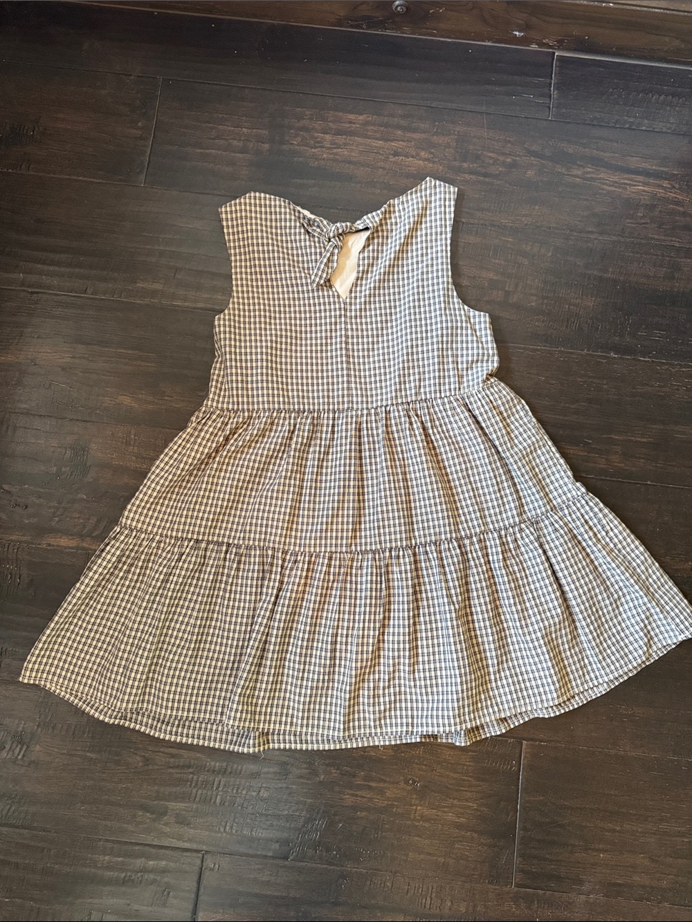 Le Lis Brown and Cream Gingham Tiered Sundress - Picture 4 of 4
